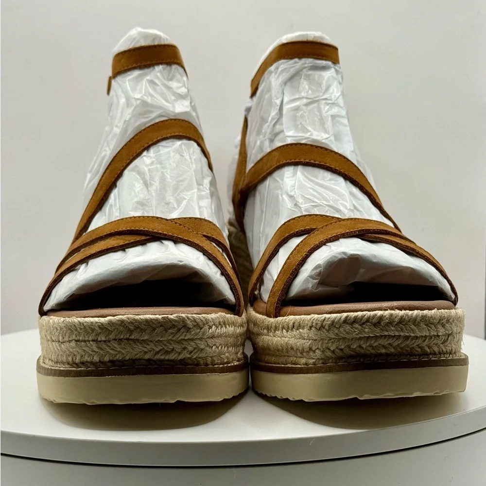 Lucky Brand LK-Carolie‎ Platform Espadrille Sandals Brown Nubuck Size 11